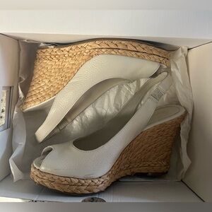 Banana Republic Raffia Slingback Straw Wedge Espadrilles Sandals size 9.5